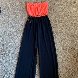 Neon orange and black jumpsuit